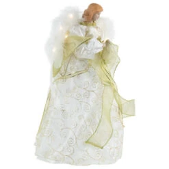 Northlight 14" Lighted White And Gold Angel In A Dress Christmas Tree Topper - Warm White Lights -Northlight Christmas northlight e90894 2new 62863.1669797781