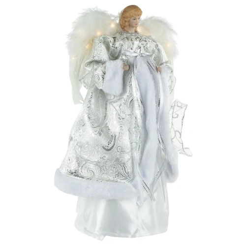 Northlight 18" Lighted White And Silver Angel In A Dress Christmas Tree Topper - Warm White Lights 5 Northlight 18" Lighted White And Silver Angel In A Dress Christmas Tree Topper - Warm White Lights - Image 3