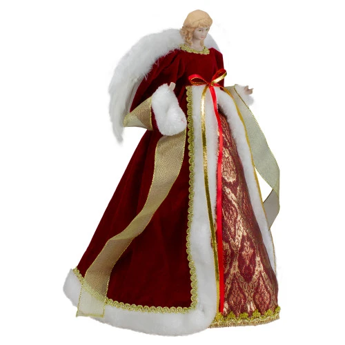 Northlight 18" Red And Gold Angel In A Dress Christmas Tree Topper - Unlit 5 Northlight 18" Red And Gold Angel In A Dress Christmas Tree Topper - Unlit - Image 3