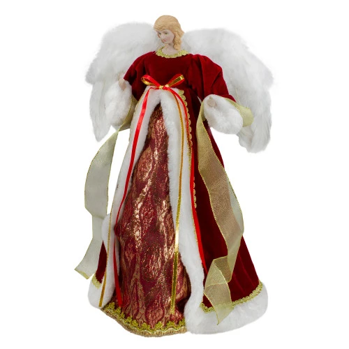 Northlight 18" Red And Gold Angel In A Dress Christmas Tree Topper - Unlit 6 Northlight 18" Red And Gold Angel In A Dress Christmas Tree Topper - Unlit - Image 4