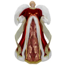 Northlight 18" Red And Gold Angel In A Dress Christmas Tree Topper - Unlit