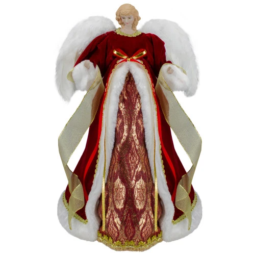 Northlight 18" Red And Gold Angel In A Dress Christmas Tree Topper - Unlit 3 Northlight 18" Red And Gold Angel In A Dress Christmas Tree Topper - Unlit