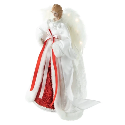 Northlight 14" White And Red Angel With Lighted Wings Christmas Tree Topper 6 Northlight 14" White And Red Angel With Lighted Wings Christmas Tree Topper - Image 4