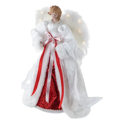 Northlight 14" White And Red Angel With Lighted Wings Christmas Tree Topper 8 Northlight 14" White And Red Angel With Lighted Wings Christmas Tree Topper - Image 6