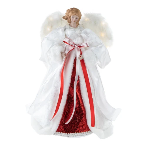 Northlight 14" White And Red Angel With Lighted Wings Christmas Tree Topper 3 Northlight 14" White And Red Angel With Lighted Wings Christmas Tree Topper