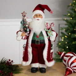 Candy Cane Santa Claus Christmas Figure - 18" - Red And White