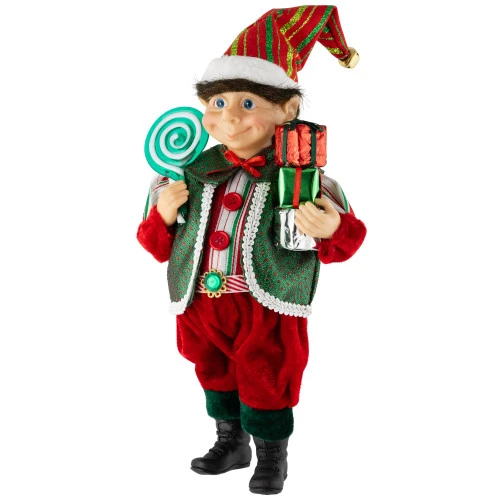 Northlight Lollipop Elf With Gifts Christmas Figure - 12" 6 Northlight Lollipop Elf With Gifts Christmas Figure - 12" - Image 4