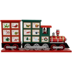 16.5" Locomotive Train Wooden Christmas Advent Calendar -Northlight Christmas northlight f03799 02 44873.1694101348