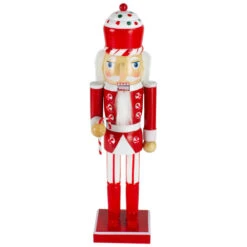 Northlight 14" Red And White Wooden Candy Cane King Christmas Nutcracker