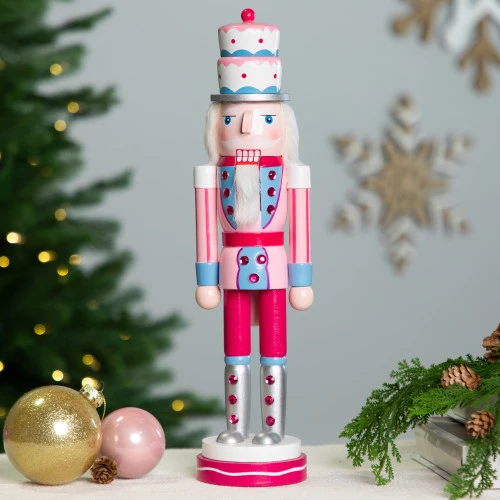 Northlight Cake King Nutcracker Christmas Figure - 15" - Pink And Blue 3 Northlight Cake King Nutcracker Christmas Figure - 15" - Pink And Blue