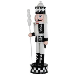 Northlight Checkered Nutcracker Soldier With Scepter Christmas Figure - 15" - Black And White -Northlight Christmas northlight f96468 06 33712.1726712135