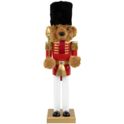 Plush Teddy Bear Soldier Christmas Nutcracker - 14" - Red And Gold