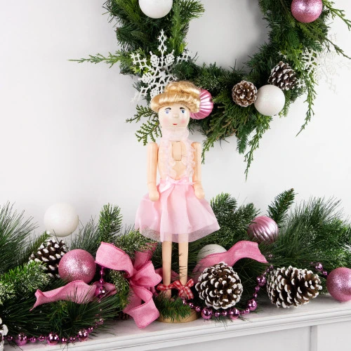Northlight 15.5" Pink Tutu Blonde Wooden Ballerina Wooden Christmas Nutcracker 4 Northlight 15.5" Pink Tutu Blonde Wooden Ballerina Wooden Christmas Nutcracker - Image 2