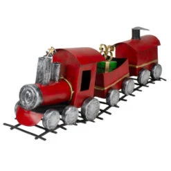 Triple Car Metal Train Christmas Decoration - 15" - Red And Silver -Northlight Christmas northlight fa87849 4 sample 54345.1602813021