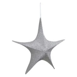 Tinsel Foldable Glitter Christmas Star Outdoor Decoration - 25.5" - Silver -Northlight Christmas northlight fa90747 1 92065.1665610436