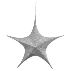 Tinsel Foldable Glitter Christmas Star Outdoor Decoration - 25.5" - Silver