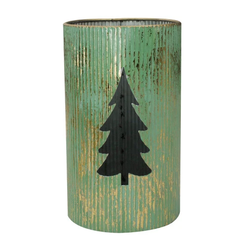 Northlight Rustic Christmas Tree Candle Lanterns - 12" - Green And Gold - Set Of 2 5 Northlight Rustic Christmas Tree Candle Lanterns - 12" - Green And Gold - Set Of 2 - Image 3