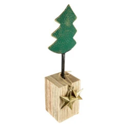 Northlight Metal Tree With Stars And Chunky Wooden Base Christmas Decoration - 16.75" - Green -Northlight Christmas northlight fh93186 2updated 16123.1647652766