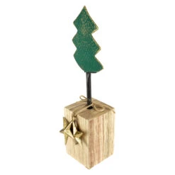 Northlight Metal Tree With Stars And Chunky Wooden Base Christmas Decoration - 16.75" - Green -Northlight Christmas northlight fh93186 3updated 44248.1647652767