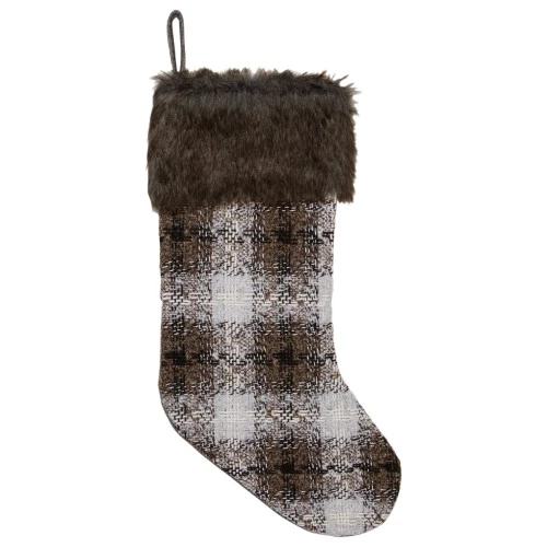 Northlight 18" Brown And White Buffalo Plaid Christmas Stocking 3 Northlight 18" Brown And White Buffalo Plaid Christmas Stocking
