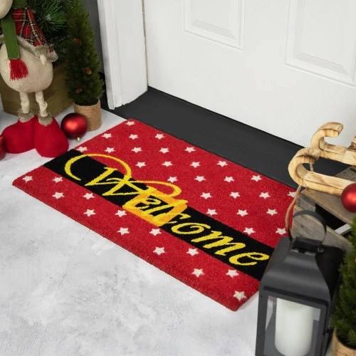 Northlight Red And Black Santa Suit Buckle "Welcome" Coir Christmas Outdoor Doormat 18" X 30" 5 Northlight Red And Black Santa Suit Buckle "Welcome" Coir Christmas Outdoor Doormat 18" X 30" - Image 3