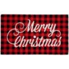 Red And Black Plaid "Merry Christmas" Natural Coir Christmas Outdoor Doormat 18" X 30" -Northlight Christmas northlight fw94657 1 72522.1693409622