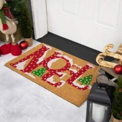 Northlight Brown And Red "Noel" Natural Coir Outdoor Christmas Doormat 18" X 30" -Northlight Christmas northlight fw94659 styled2 27309.1693409624