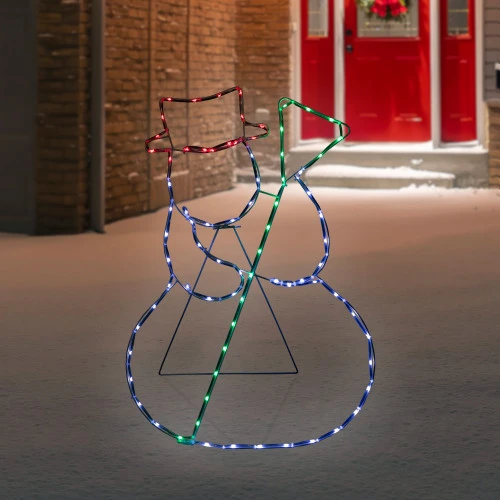 Northlight 28" Lighted Standing Snowman Silhouette Outdoor Christmas Decoration 4 Northlight 28" Lighted Standing Snowman Silhouette Outdoor Christmas Decoration - Image 2