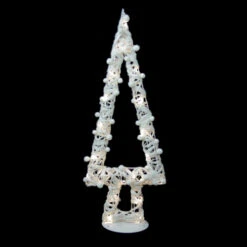 Northlight Lighted Glitter String And Cotton Ball Christmas Tree Decoration - 34" -Northlight Christmas northlight h36268 02 13339.1599786796