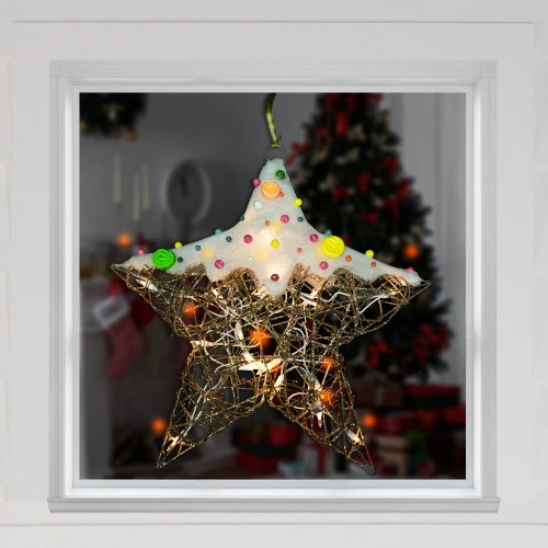 Northlight Lighted Candy Covered Star Christmas Decoration - 17" - Clear Lights 4 Northlight Lighted Candy Covered Star Christmas Decoration - 17" - Clear Lights - Image 2