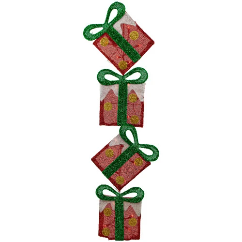 Northlight Lighted Tinsel Stacked Gift Boxes Outdoor Christmas Decoration - 44" - Clear Lights 3 Northlight Lighted Tinsel Stacked Gift Boxes Outdoor Christmas Decoration - 44" - Clear Lights
