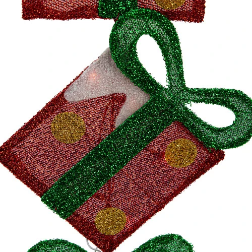 Northlight Lighted Tinsel Stacked Gift Boxes Outdoor Christmas Decoration - 44" - Clear Lights 7 Northlight Lighted Tinsel Stacked Gift Boxes Outdoor Christmas Decoration - 44" - Clear Lights - Image 5