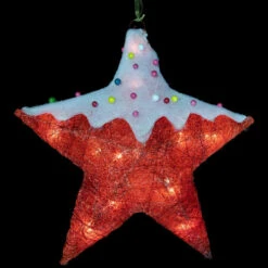 Northlight Lighted Candy Covered Sisal Star Christmas Window Decoration - 18" - Clear Lights -Northlight Christmas northlight h85167 on20black 44969.1696436035
