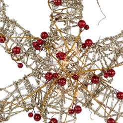 Northlight 19" Lighted Silver Glittered Berry Rattan Snowflake Christmas Window Decoration -Northlight Christmas northlight h85240 03 66909.1689863896