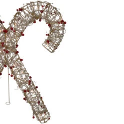 Northlight 25" Lighted Champagne Gold Glittered Rattan Double Candy Cane Christmas Outdoor Or Window Decoration -Northlight Christmas northlight h85241 4 62427.1674121140