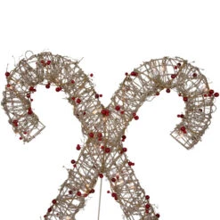 Northlight 25" Lighted Champagne Gold Glittered Rattan Double Candy Cane Christmas Outdoor Or Window Decoration -Northlight Christmas northlight h85241 5 41853.1674121152