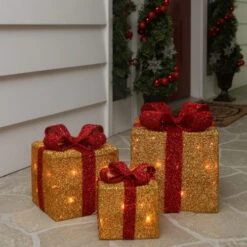 Northlight Set Of 3 Gold And Red Gift Boxes With Bows Lighted Christmas Outdoor Decorations 7 Northlight Set Of 3 Gold And Red Gift Boxes With Bows Lighted Christmas Outdoor Decorations -Northlight Christmas northlight h88863 3 33636.1665610744