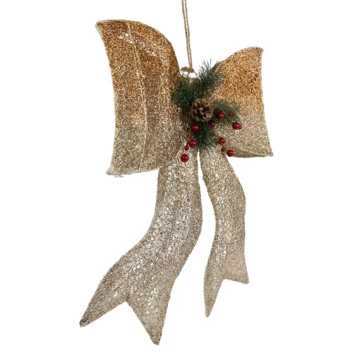 Northlight 23" LED Lighted Champagne Gold Ombre Mesh Bow Christmas Decoration 5 Northlight 23" LED Lighted Champagne Gold Ombre Mesh Bow Christmas Decoration - Image 3
