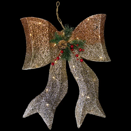 Northlight 23" LED Lighted Champagne Gold Ombre Mesh Bow Christmas Decoration 9 Northlight 23" LED Lighted Champagne Gold Ombre Mesh Bow Christmas Decoration - Image 7