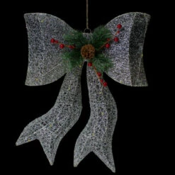 Northlight LED Lighted Gradient Mesh Bow Christmas Decoration - 22" - Silver Finish - Warm White -Northlight Christmas northlight h92308 onblackuse20for20style 66202.1702056329