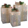Northlight Set Of 3 Silver Mesh Glittered Gift Boxes Outdoor Decorations -Northlight Christmas northlight h92309 43882.1634989742