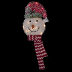 Northlight 22" Lighted Snowman Wearing A Red Frosted Hat With Pine Christmas Tree Topper -Northlight Christmas northlight h93958 on20black 30286.1686837199