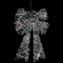 Northlight 23" LED Lighted Frosted Rattan Christmas Bow Decoration -Northlight Christmas northlight h93961 on20black 16397.1696522495