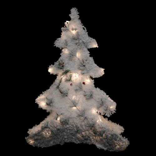 Northlight LED Lighted 2D Tinsel And Pine Christmas Tree Decoration - 27.5" 5 Northlight LED Lighted 2D Tinsel And Pine Christmas Tree Decoration - 27.5" - Image 3