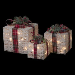Northlight Lighted Textured And Plaid Gift Boxes Outdoor Decorations - Warm White - Set Of 3 10 Northlight Lighted Textured And Plaid Gift Boxes Outdoor Decorations - Warm White - Set Of 3 -Northlight Christmas northlight h93969 on20black 70274.1667549905