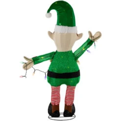 Northlight 34.25" LED Lighted Elf Holding Christmas Lights Outdoor Yard Decoration -Northlight Christmas northlight h94623 04 94121.1693584224