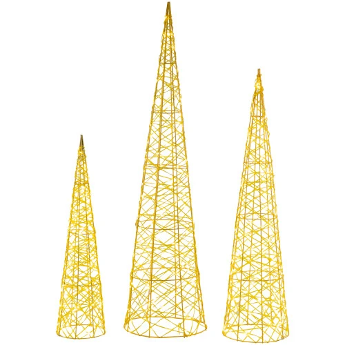 Northlight Set Of 3 LED Twinkle Lighted Gold Mesh Cone Trees Outdoor Christmas Decorations 39.5" 3 Northlight Set Of 3 LED Twinkle Lighted Gold Mesh Cone Trees Outdoor Christmas Decorations 39.5"