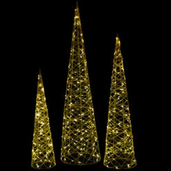 Northlight Set Of 3 LED Twinkle Lighted Gold Mesh Cone Trees Outdoor Christmas Decorations 39.5" 10 Northlight Set Of 3 LED Twinkle Lighted Gold Mesh Cone Trees Outdoor Christmas Decorations 39.5" -Northlight Christmas northlight h94631 on20black 62661.1693928319