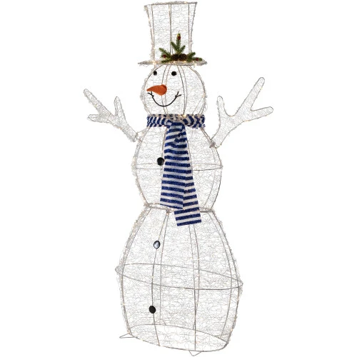 Northlight 48" LED Lighted Silver Mesh Snowman Outdoor Twinkling Christmas Decoration 6 Northlight 48" LED Lighted Silver Mesh Snowman Outdoor Twinkling Christmas Decoration - Image 4