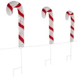 Northlight Lighted Candy Cane Christmas Pathway Lawn Stakes - 20" - Set Of 3 -Northlight Christmas northlight h95894 02 21663.1722387426